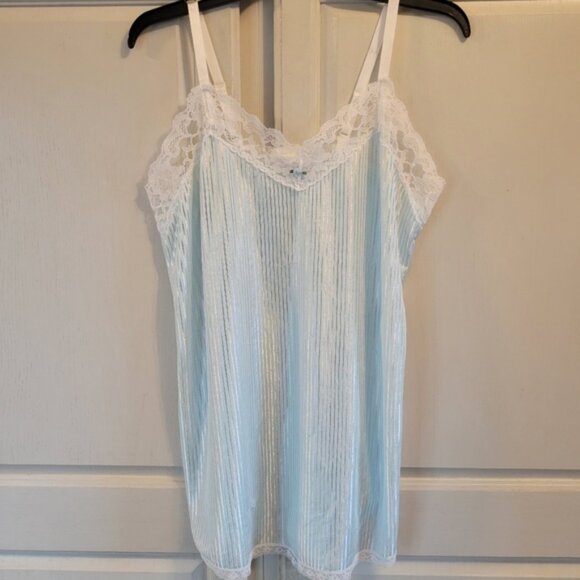 Vintage Undercover Wear Lace Trim Light Blue Chemise - Picture 1 of 8